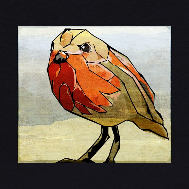 Simple Modern Digital Pop Art Bird in Red by SodaArtStudio